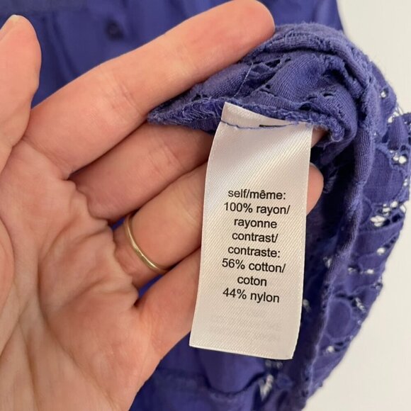 MAURICES Purple Floral Lace Panels Collared Button Down Twee 2012 Tank Blouse - Picture 7 of 15